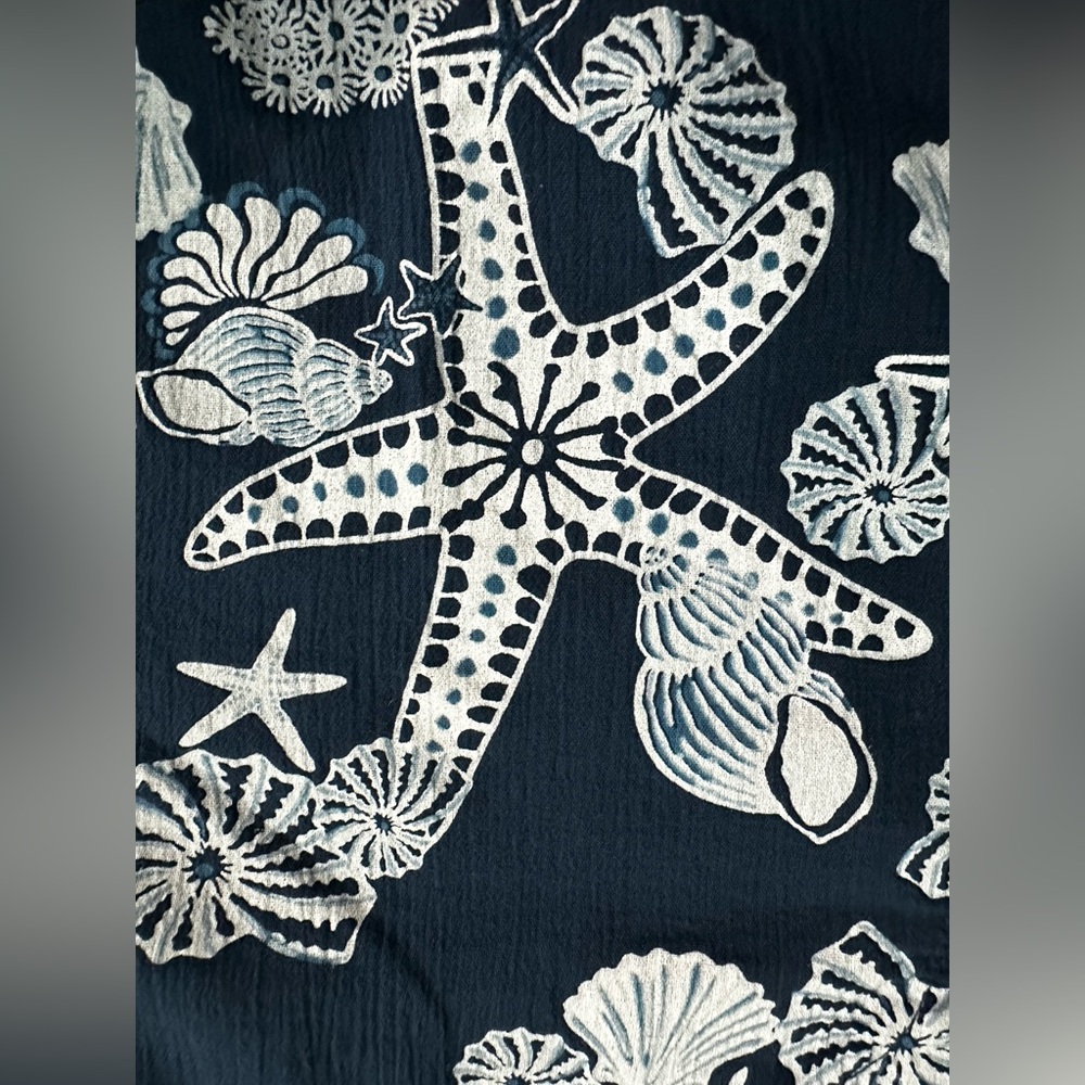 Ocean Breeze Navy Coastal Tunic Top – 100% Cotton Beach Print Blouse Size L - Picture 3 of 7